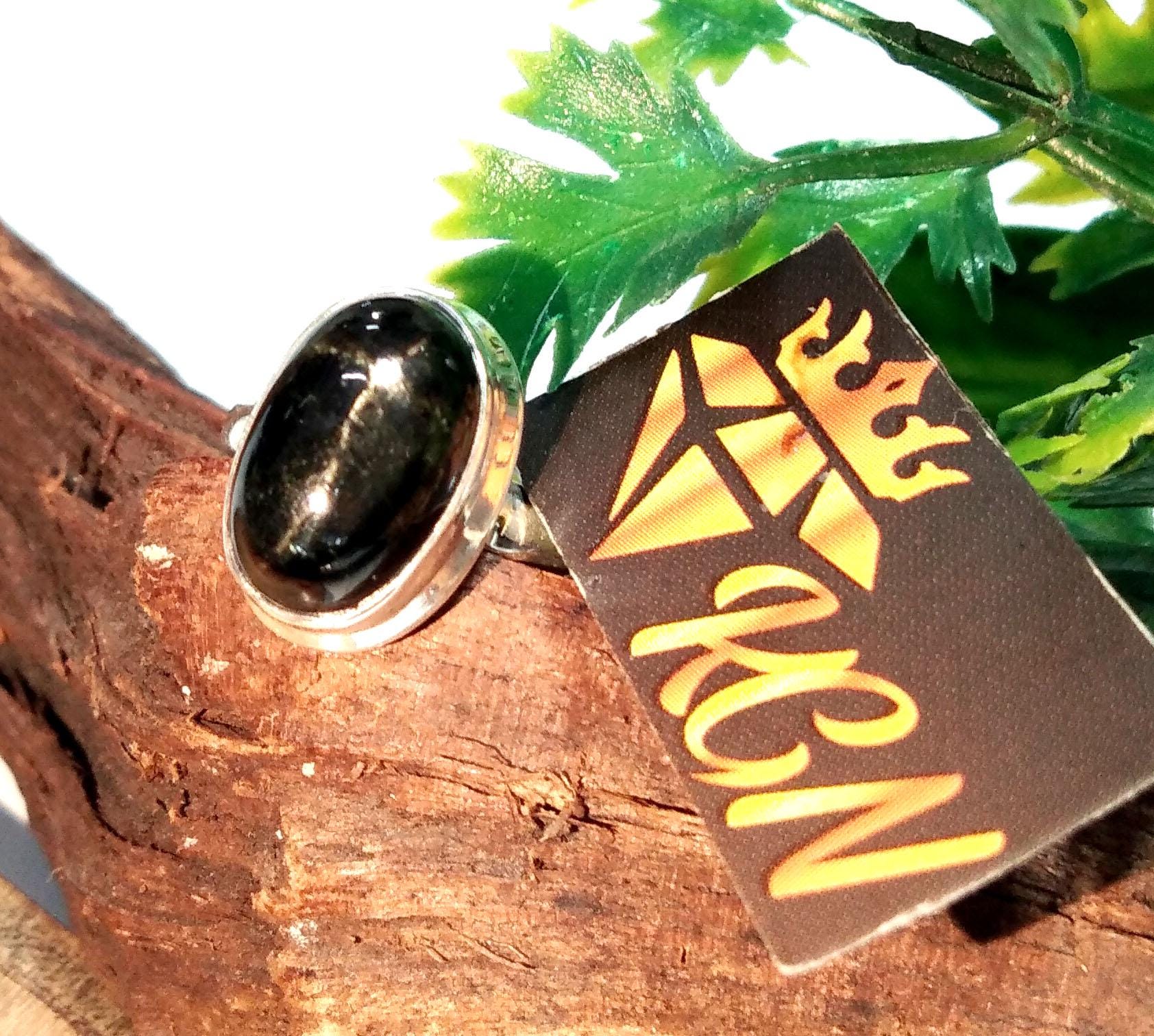 Natural Black Star Gemstone Ring, Solid 925 Starling Silver Ring, Amazing Black Star Stone Size 13x8 mm Handmade Ring, Gift Birthday Ring